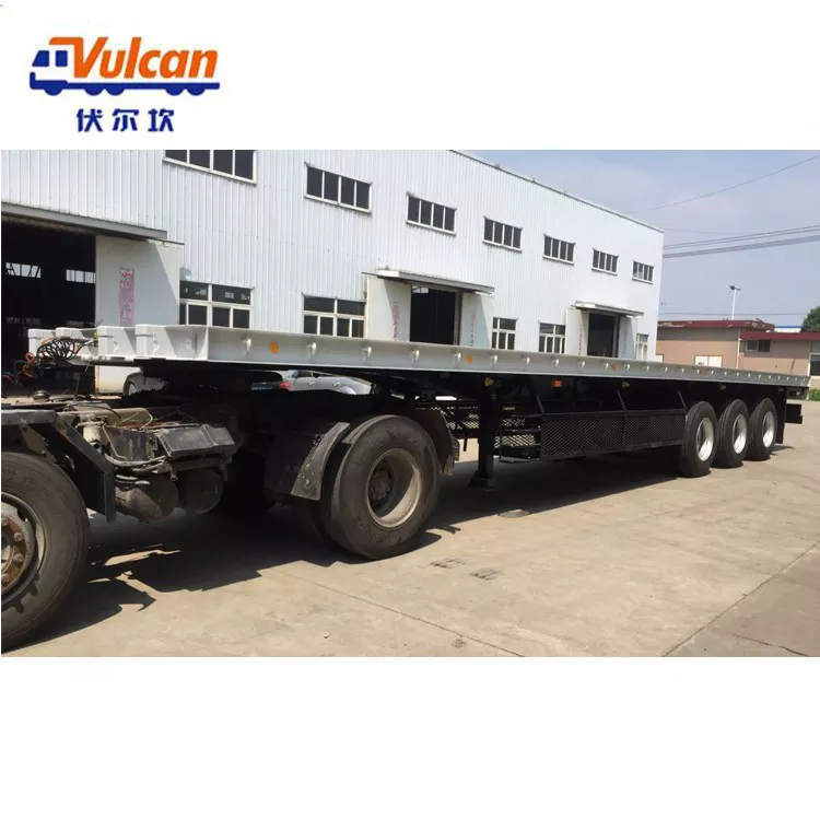 3 Axle 40ft Container Flat Bed Semi Trailer Truck | Yangzhou Vulcan Machinery Manufacturing Co., Ltd