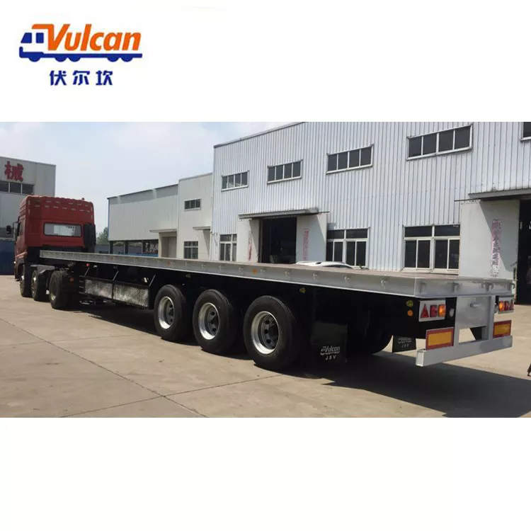 3 Axle 40ft Container Flat Bed Semi Trailer Truck | Yangzhou Vulcan Machinery Manufacturing Co., Ltd
