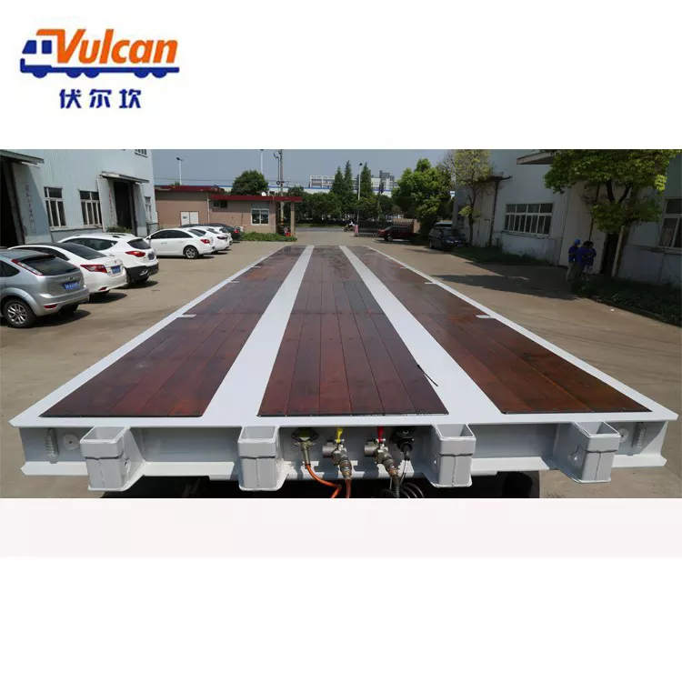 3 Axle 40ft Container Flat Bed Semi Trailer Truck | Yangzhou Vulcan Machinery Manufacturing Co., Ltd