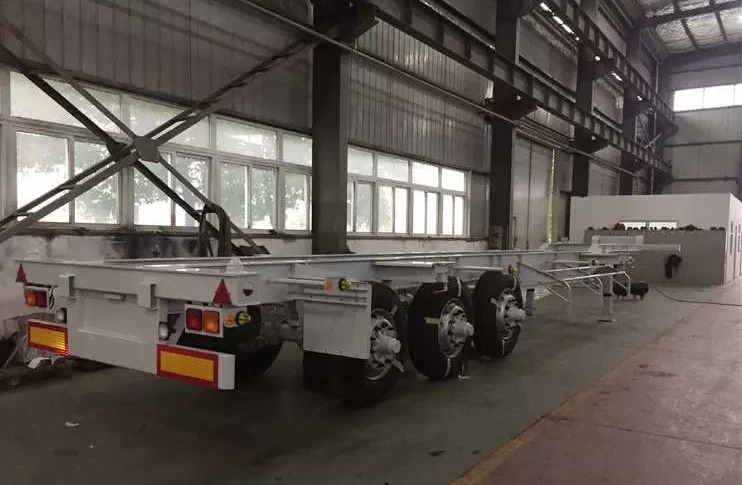 3 Axles 50Tons 40ft Skeleton Container Semi Truck Trailer | Yangzhou Vulcan Machinery Manufacturing Co., Ltd