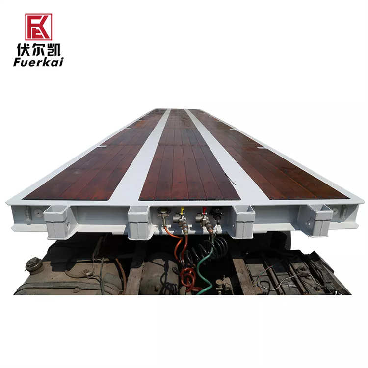 Tri-axle 20ft 40ft Shipping Container Flatbed Semi Trailer | Yangzhou Vulcan Machinery Manufacturing Co., Ltd