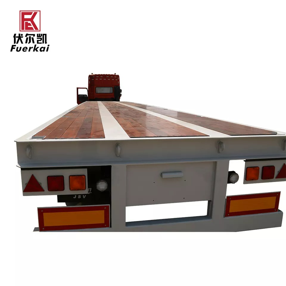 20フィート40フィートフラットベッドセミトレーラー3アクスルフラットベッドトラックトレーラーコンテナロック販売 揚州バルカン機械製造株式会社