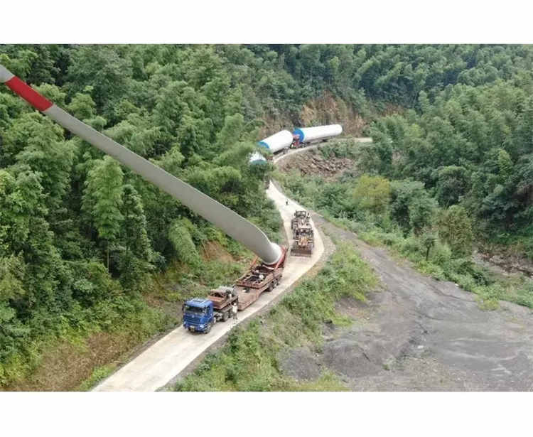 100 Meters Wind Power Turbine Blade Semi Trailer for Mountain Road Transport | Yangzhou Vulcan Machinery Manufacturing Co., Ltd